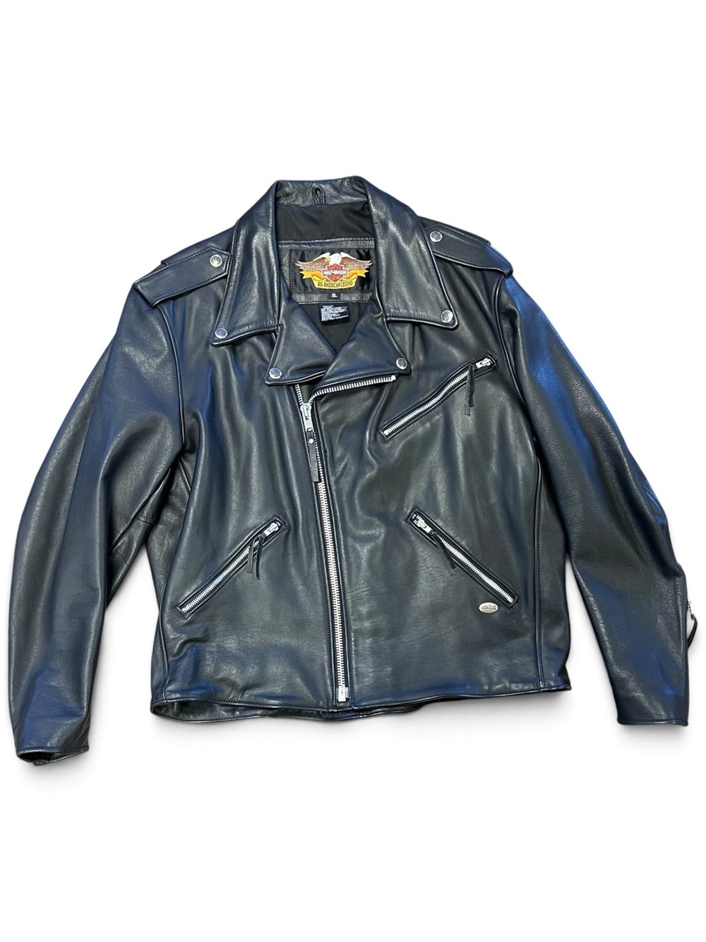 Harley Davidson Classic Black Leather Biker Jacket - Men's